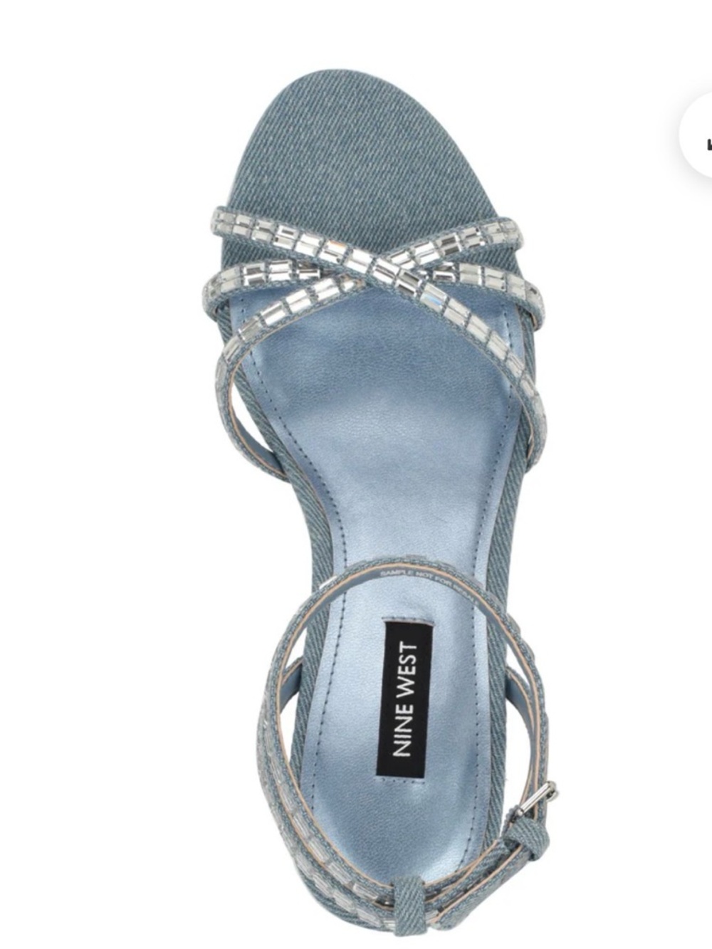 Nine West Powder Denim Blue Crystal Strap Sandals - Picture 6 of 11